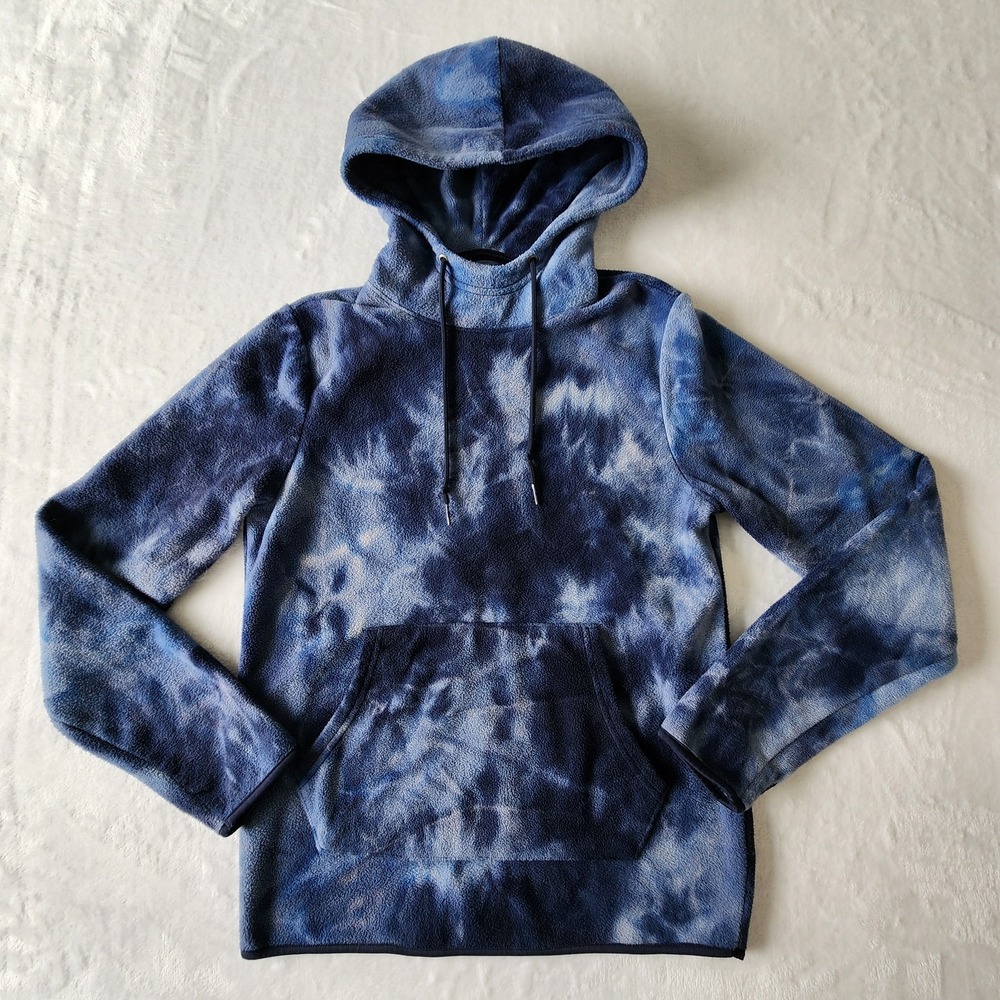 Old Navy Hoodie Mens Small Fleece Cool Blue Tie Dye Winter 38" Chest Thumb Holes